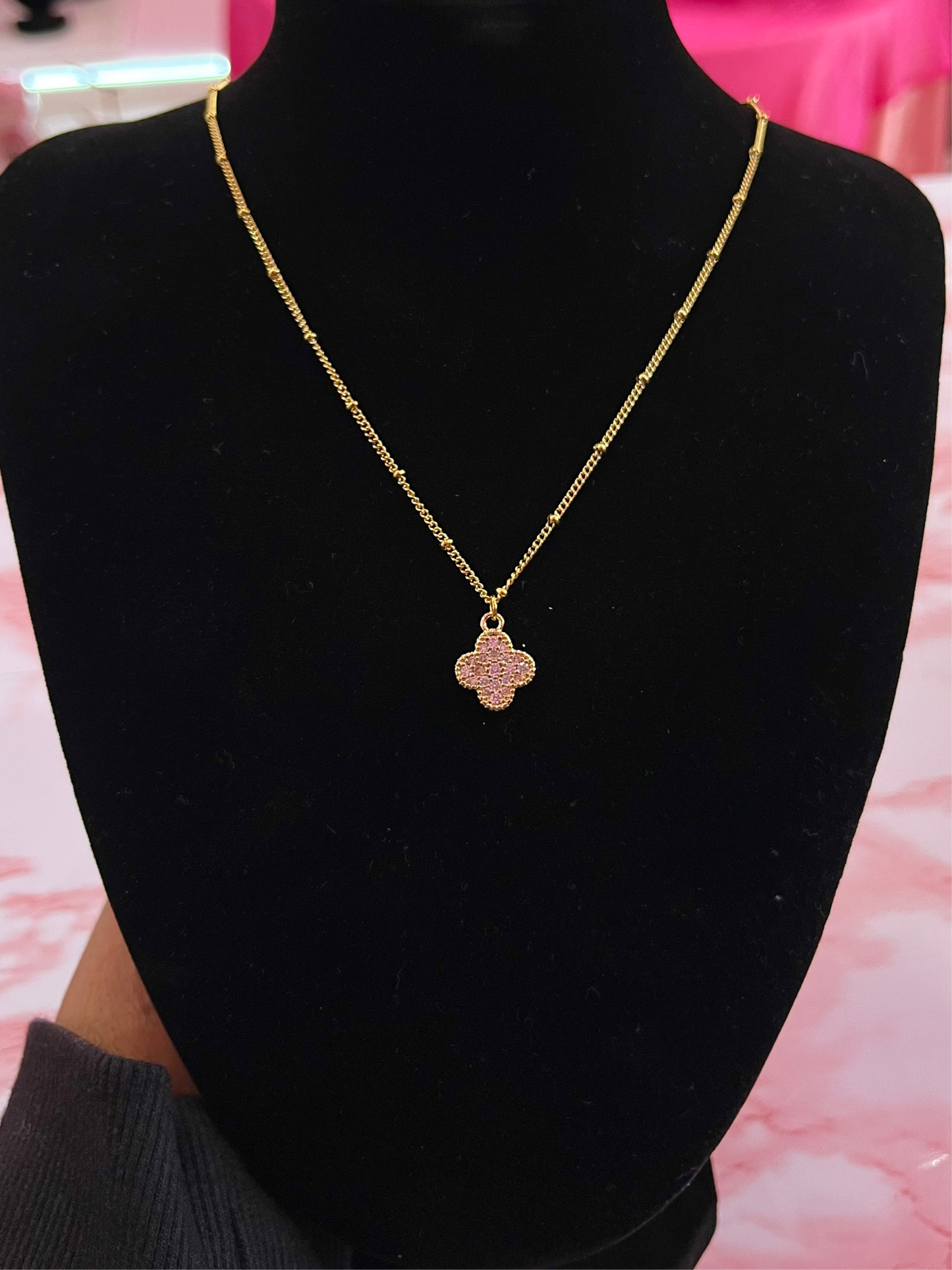 Gold Reflective Clover Necklace
