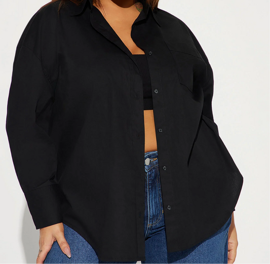 Cotton Blend Button Up Shirt
