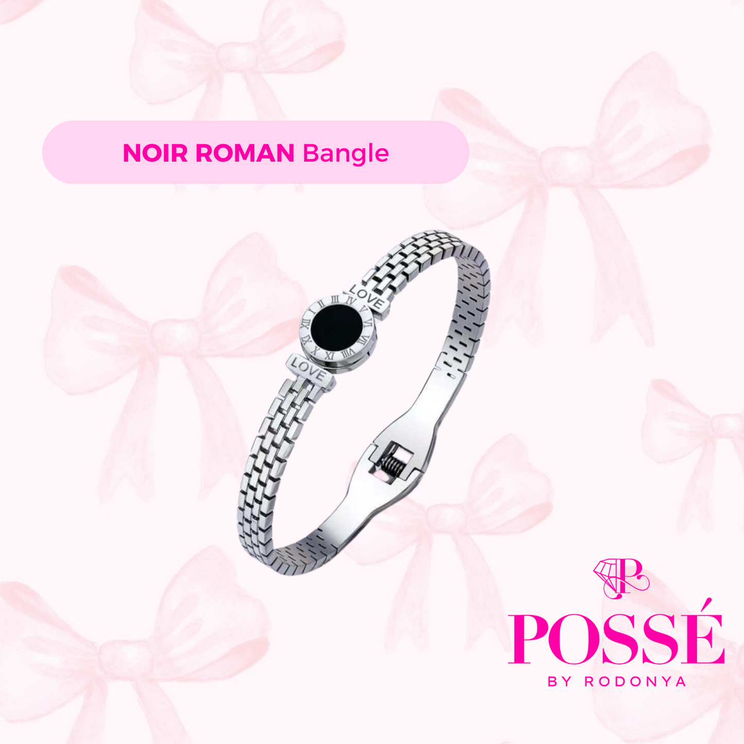 NOIR ROMAN Bangle - Silver