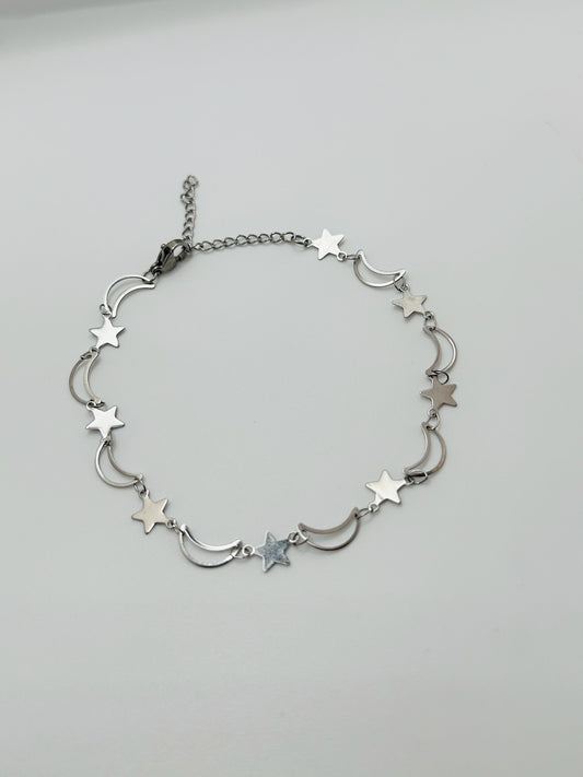 STAR N MOON Anklet - Silver