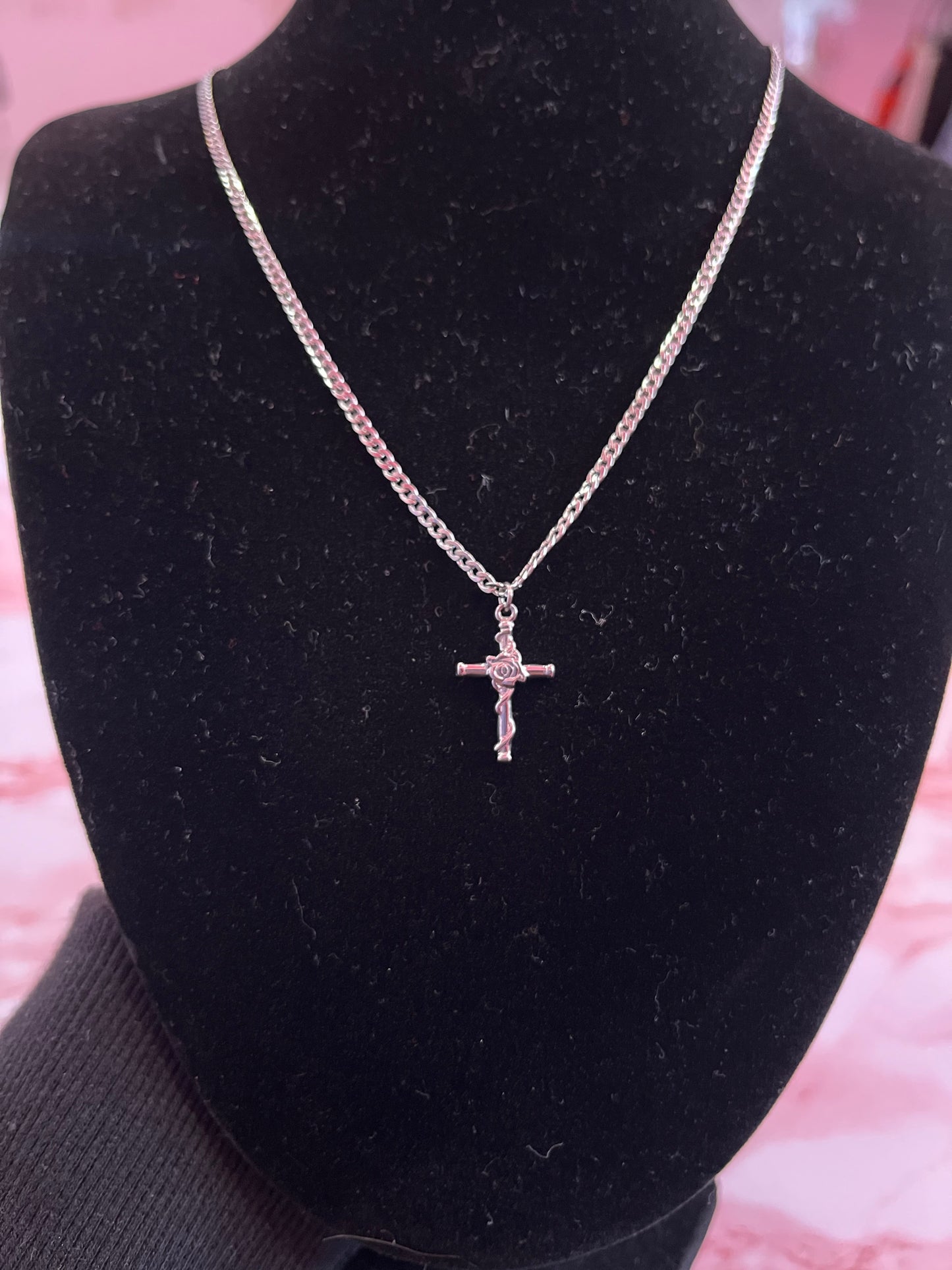 Rose Cross Necklace