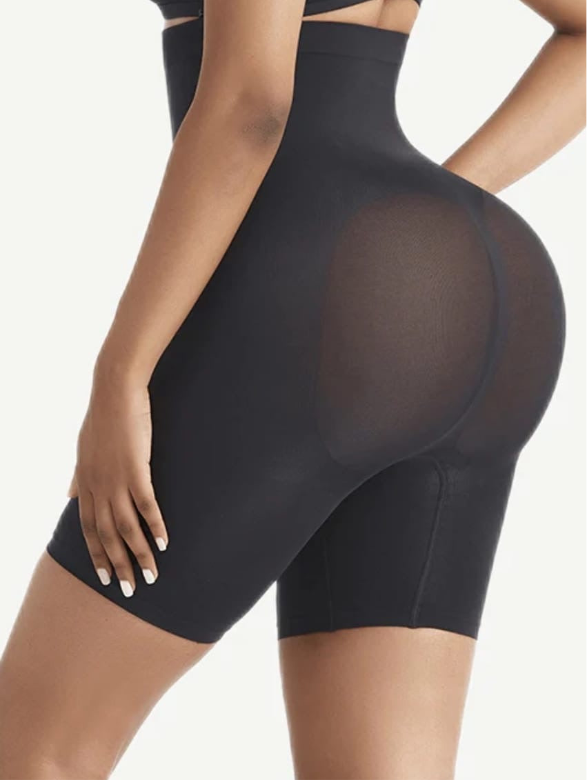 Tummy Control Butt Enhancing Waist Trimmer Shorts - Black