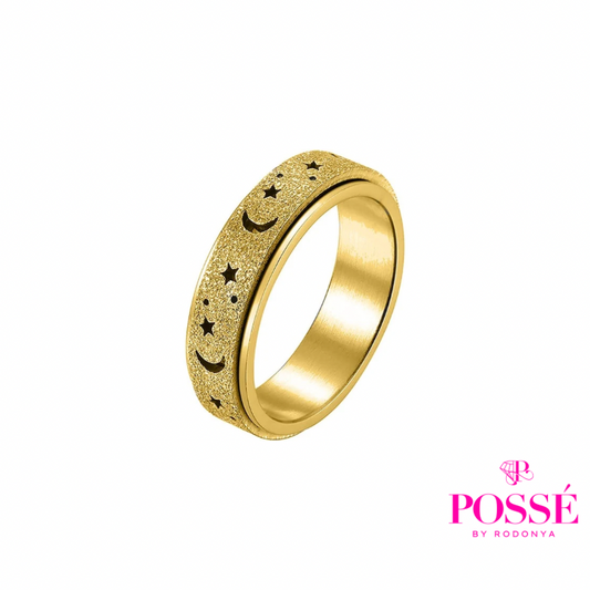 MOON & STARS Fidget Spinner Ring - gold