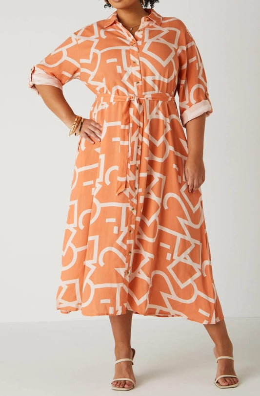 Peach Printed Maxi Dress