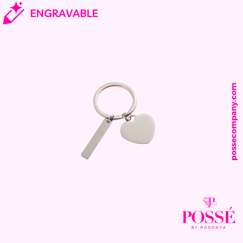 ANNA Engravable Bar/Heart Keychain