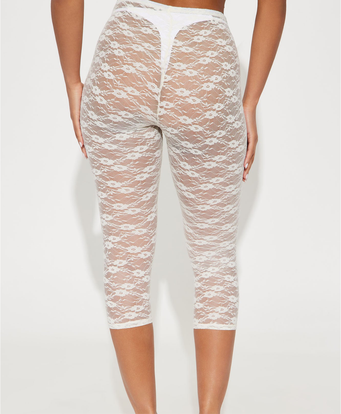 Lace Capri Leggings- White