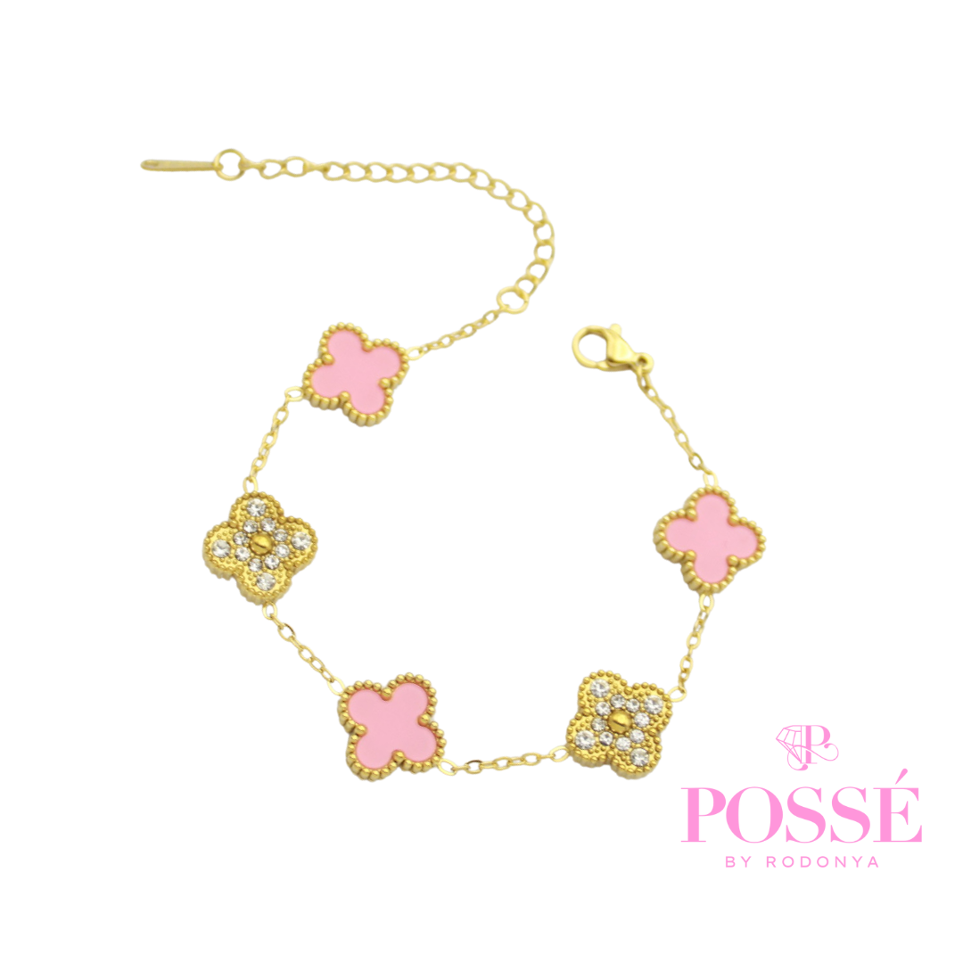 SPARKLY PINK Clover Bracelet