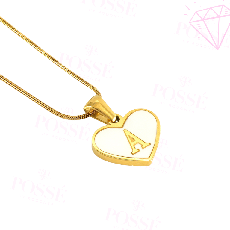 White Heart Initial Necklace