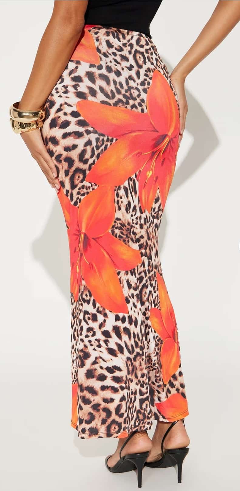 Floral Leopard Print Skirt