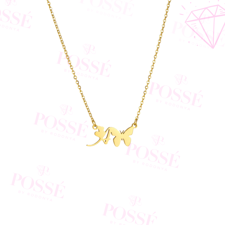 Dainty Butterfly Initial Necklace