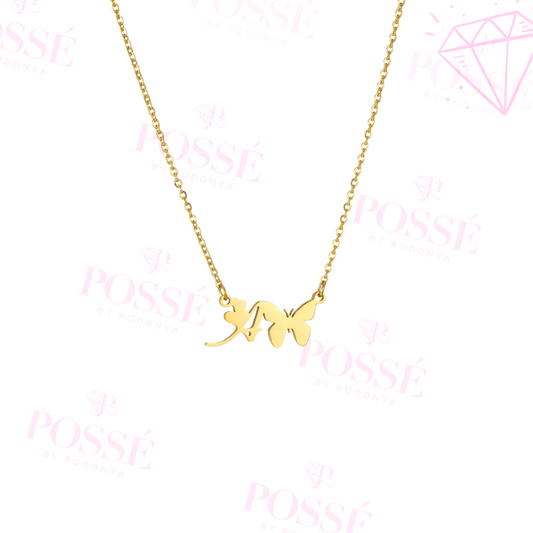 Dainty Butterfly Initial Necklace