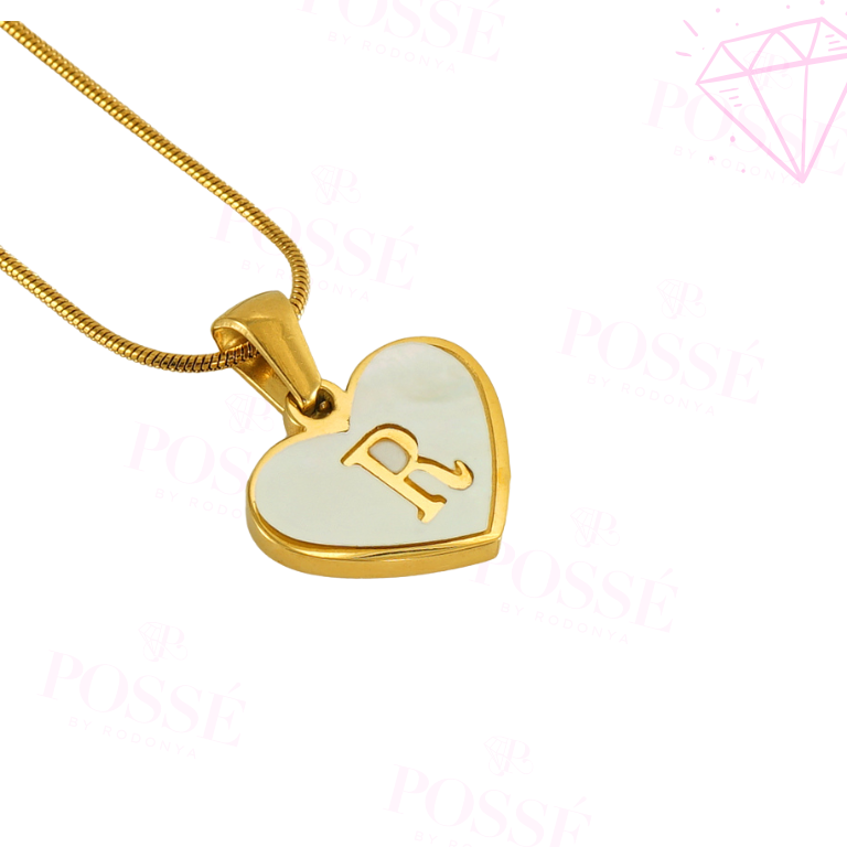 White Heart Initial Necklace