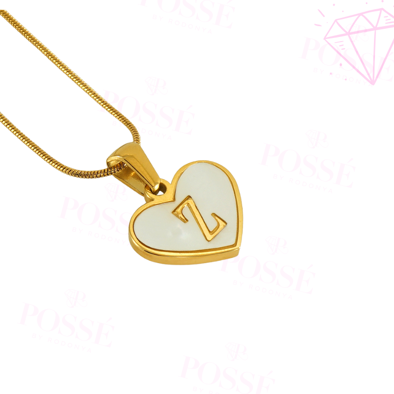 White Heart Initial Necklace