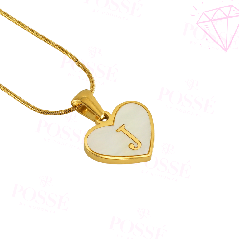 White Heart Initial Necklace