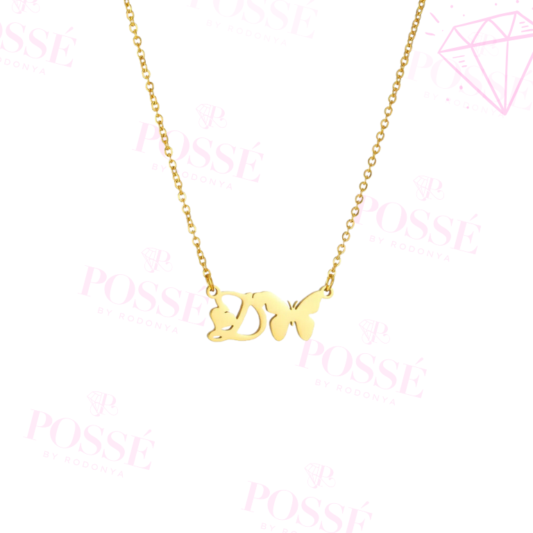 Dainty Butterfly Initial Necklace