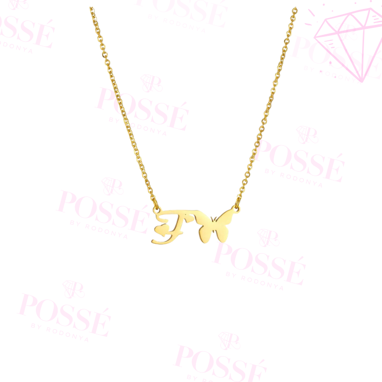 Dainty Butterfly Initial Necklace