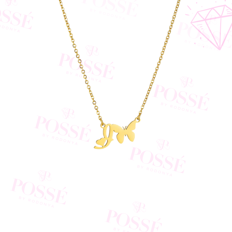 Dainty Butterfly Initial Necklace