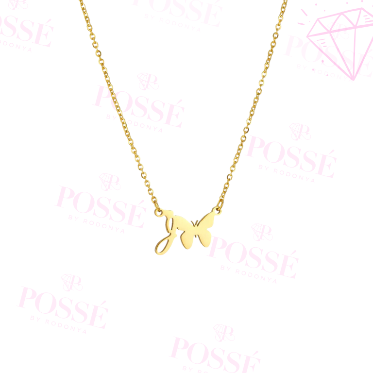 Dainty Butterfly Initial Necklace