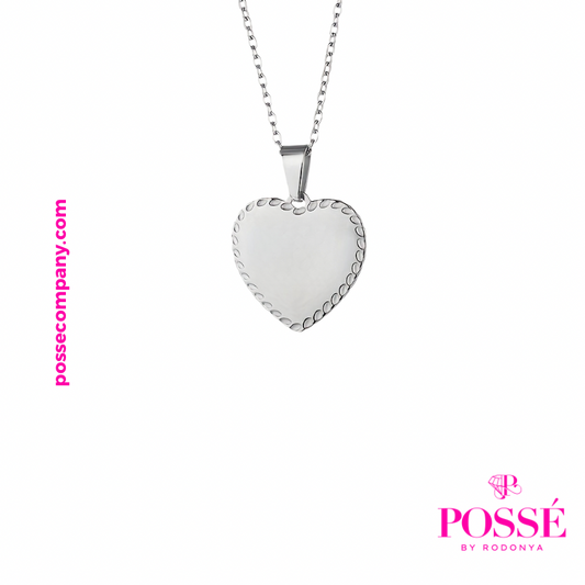 Mega Heart Engravable Necklace - Silver
