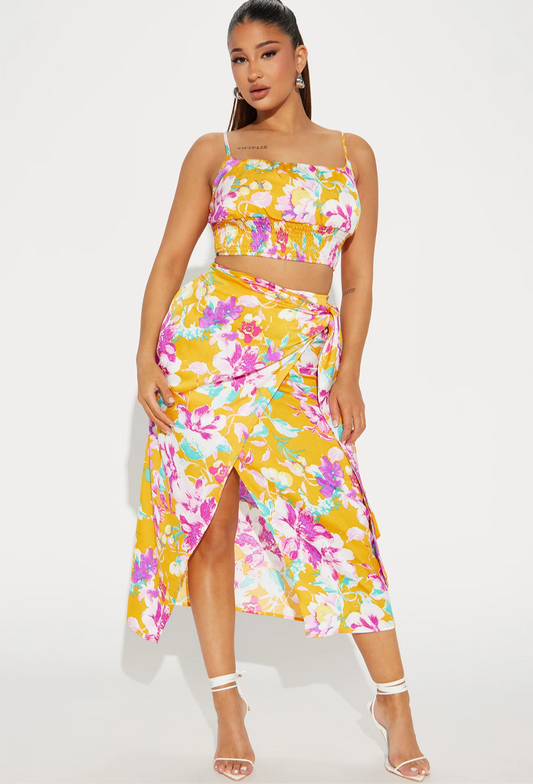 On The List Satin Skirt Set