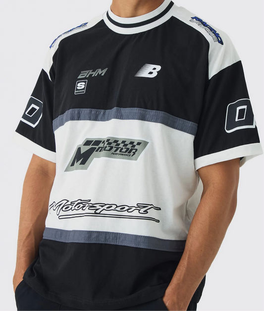 Motor Sport Oversized Tee- Black