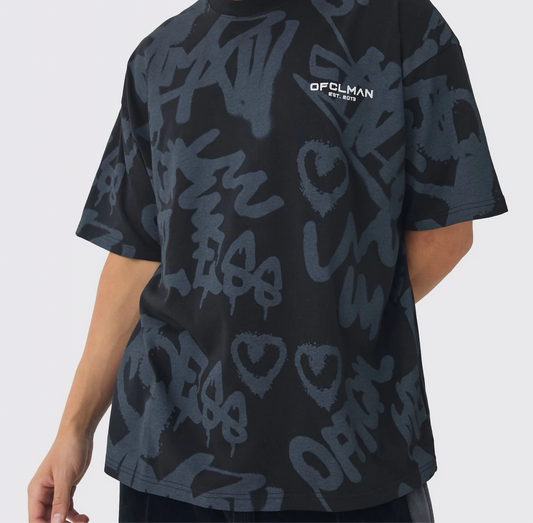 Graffiti Oversized Tee- Black