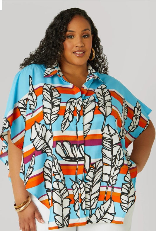 Palm Stripped Blouse