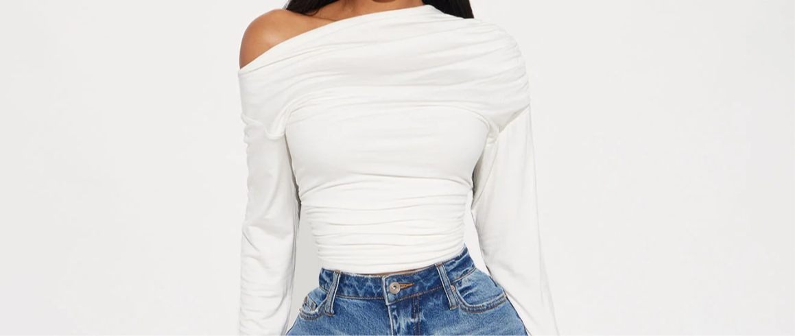 Ruched Shoulders Long Sleeve Top