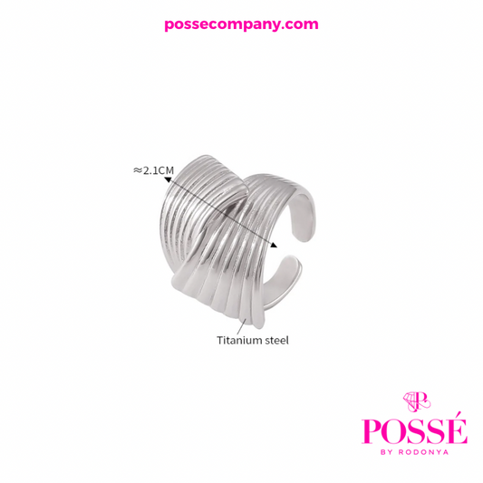 WONDER WAVE Cuff Ring - Silver