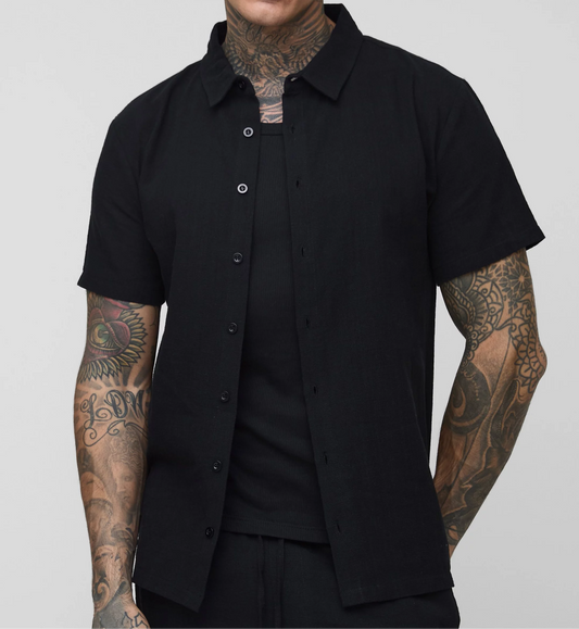 Linen Short Sleeve Button Up Shirt