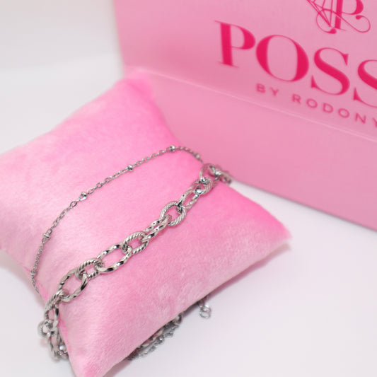 DOUBLE TWIST Bracelet Base Chain - Silver