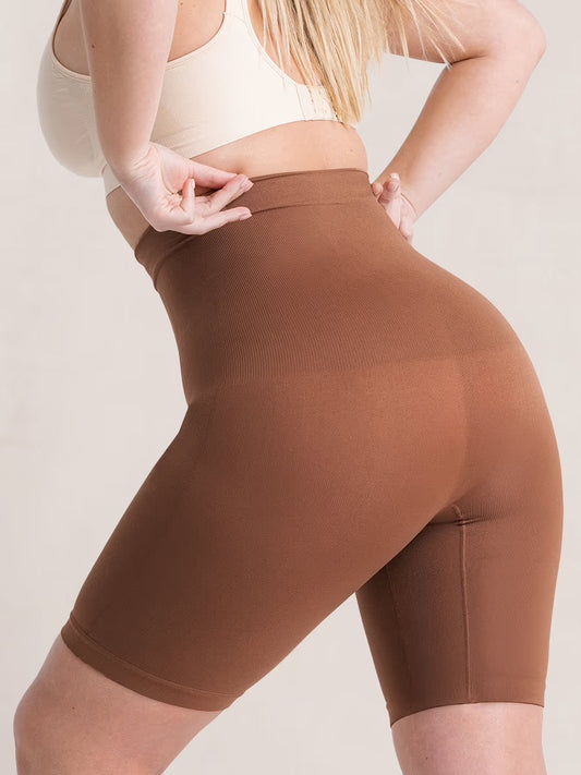 Tummy Control Short Tights - Brown