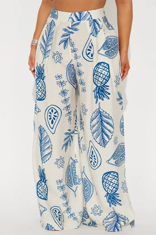 Blue Pineapple Wide Legged Pants