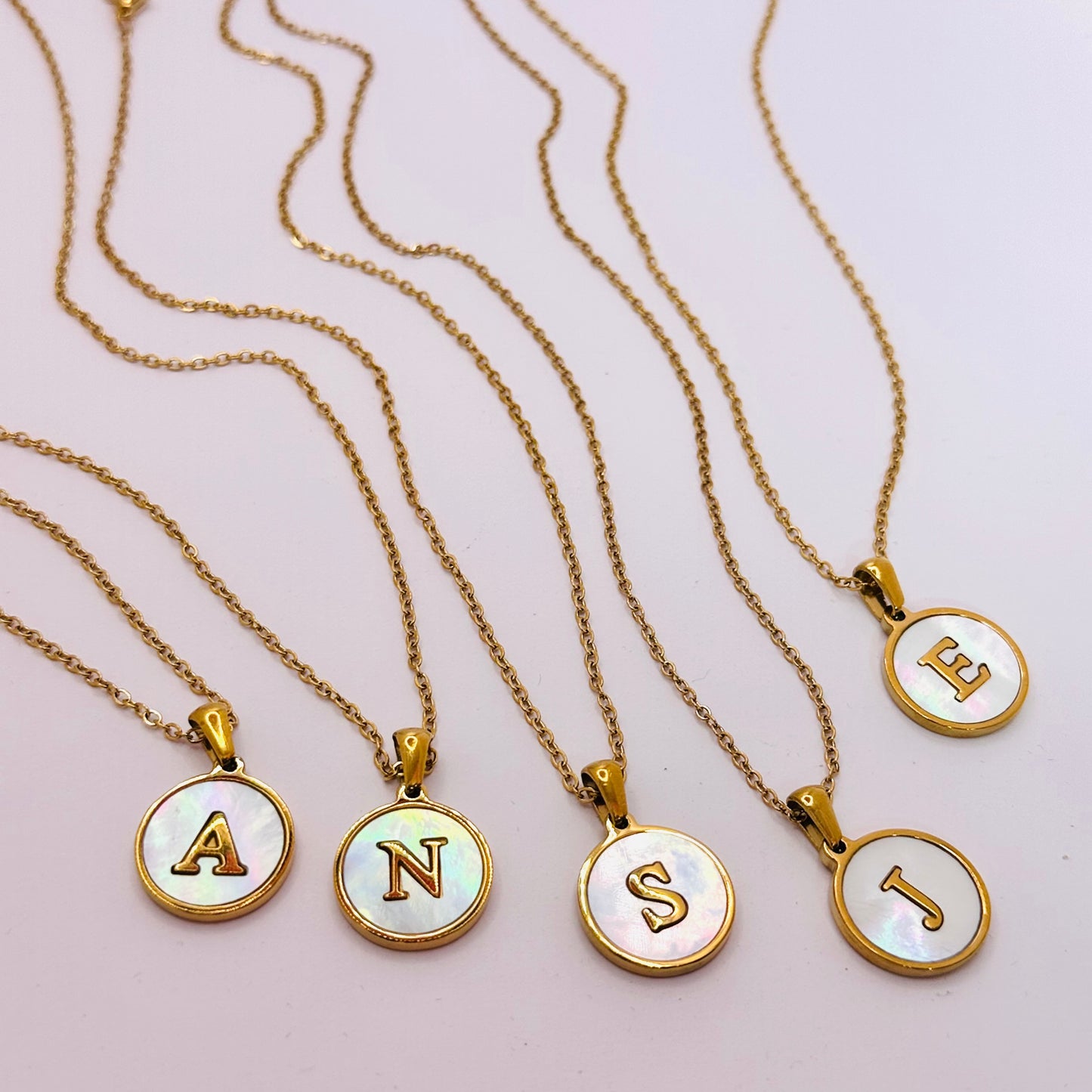 White REFLECTIVE INITIAL Necklace