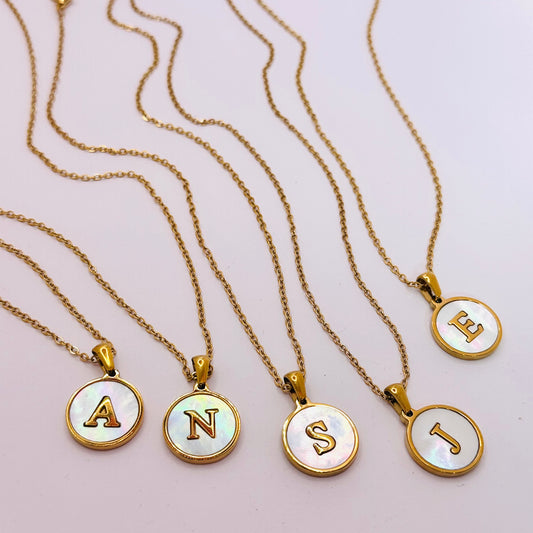 White REFLECTIVE INITIAL Necklace