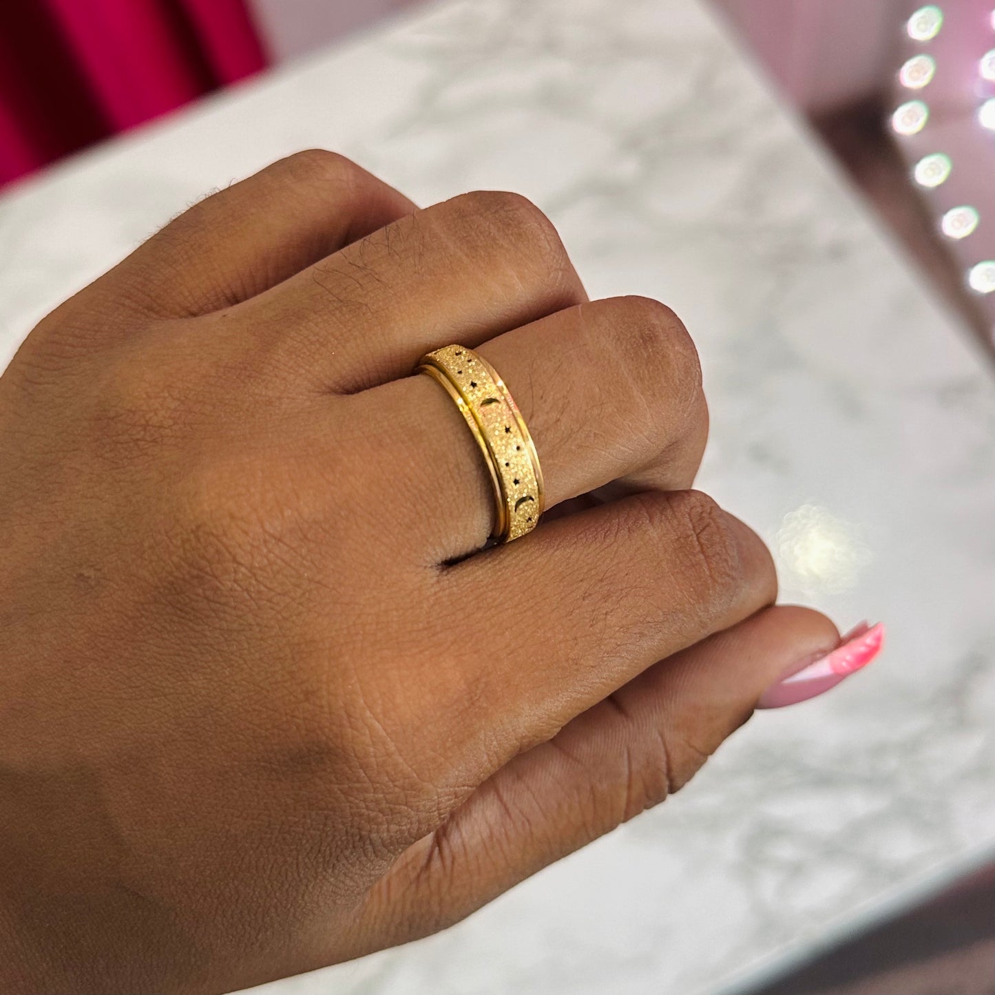 MOON & STARS Fidget Spinner Ring - Gold