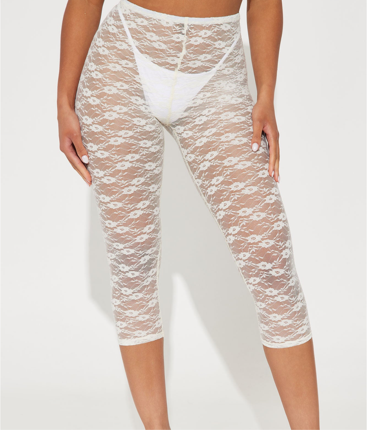 Lace Capri Leggings- White