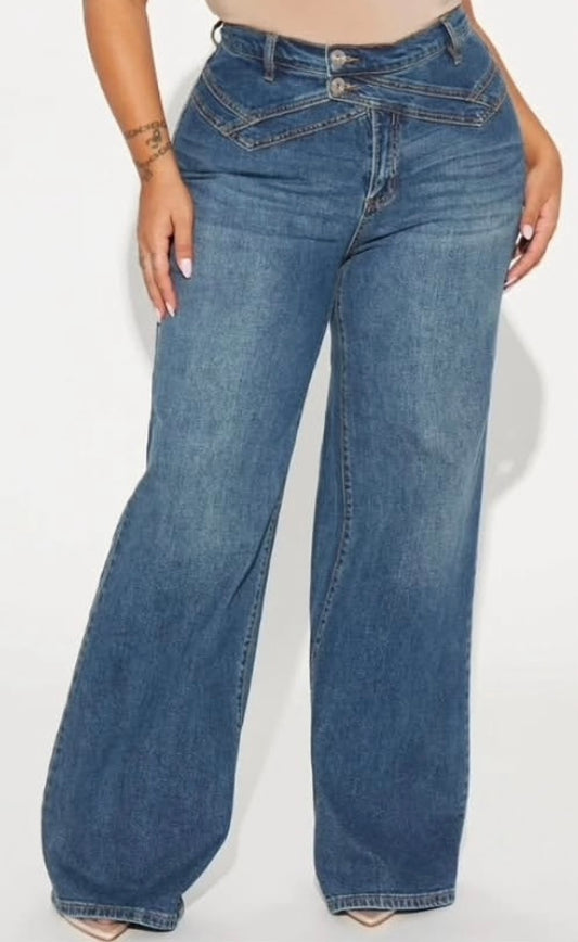 Embroidered Wide Legged Jeans