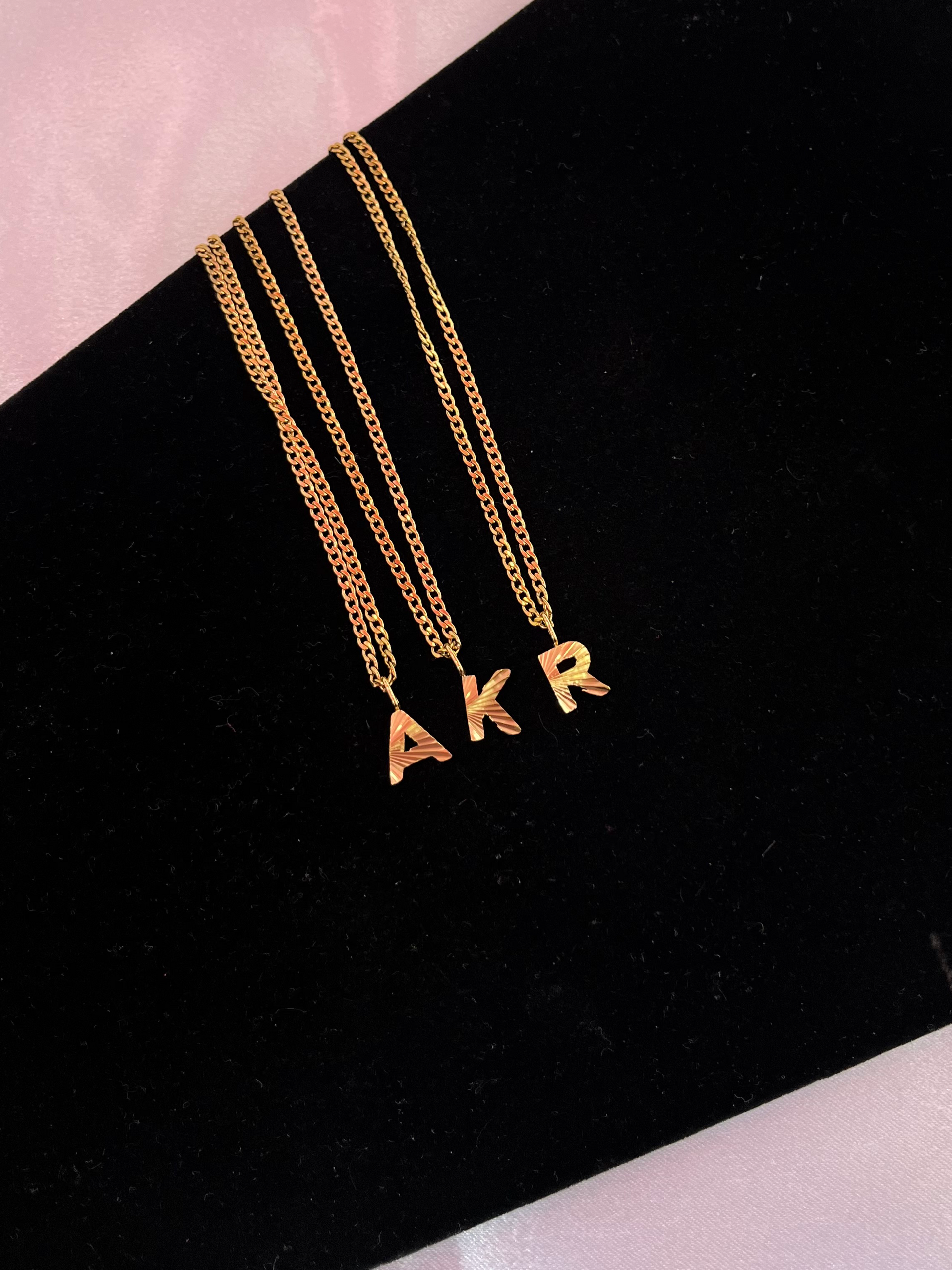 Gold Reflective Initial Necklace