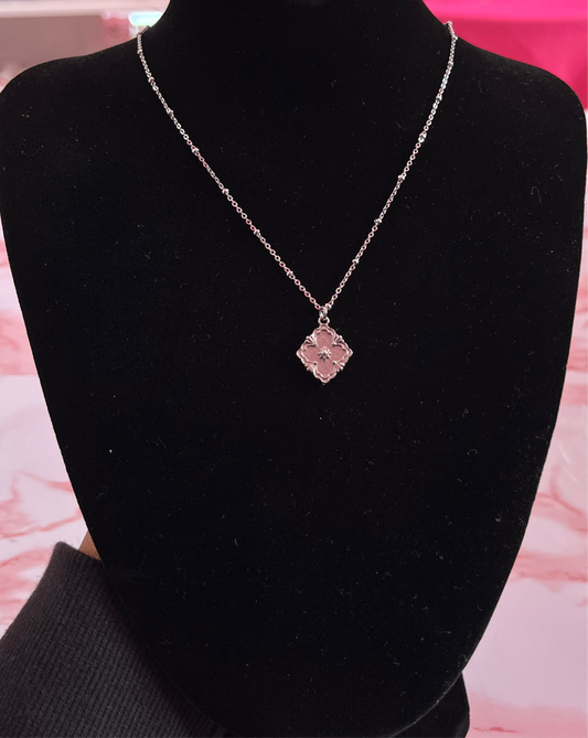 Flora Stamp Necklace - Silver