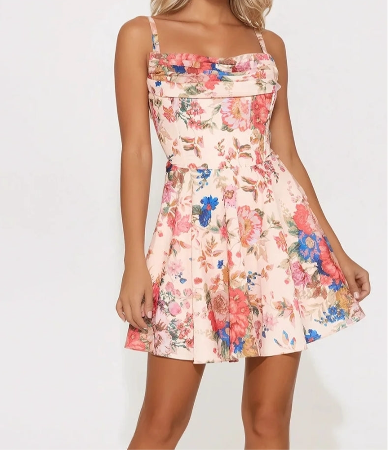Peach Floral Spring Dress