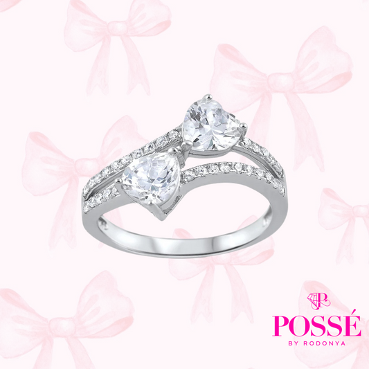 TWIN HEART Sterling Silver Ring