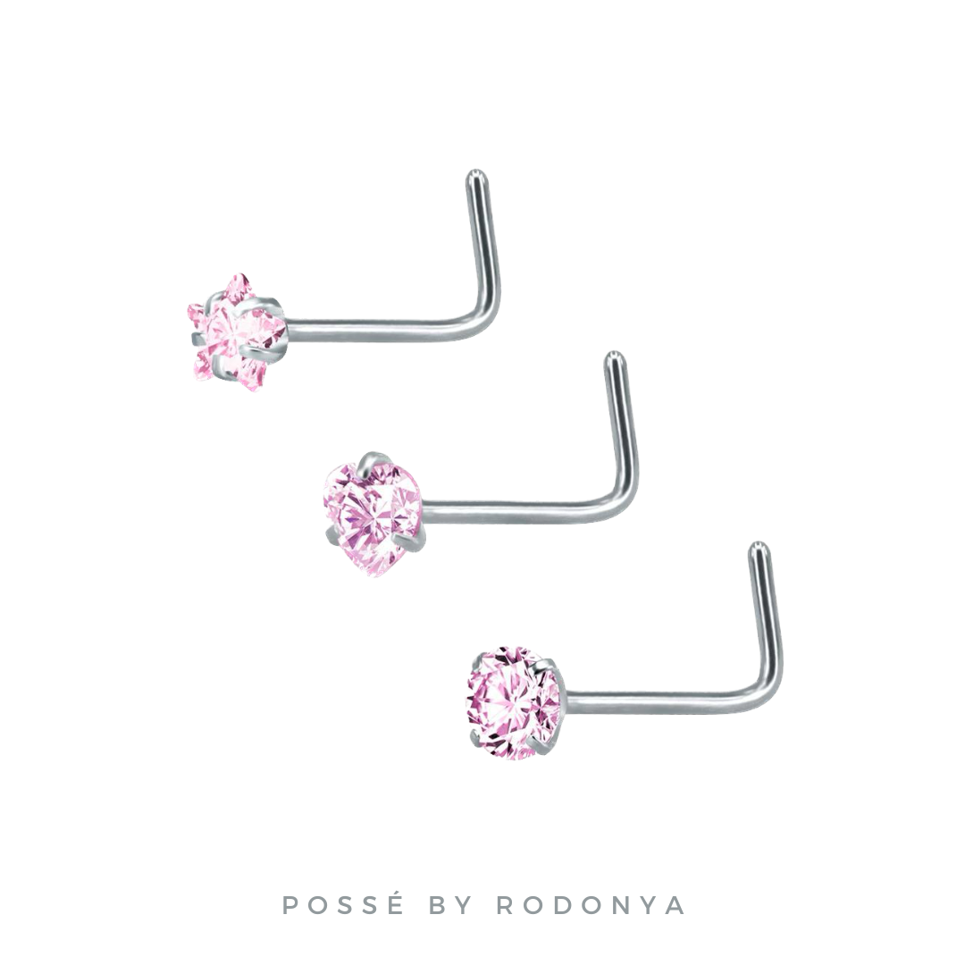 Coloured Nose Rings-L Rod