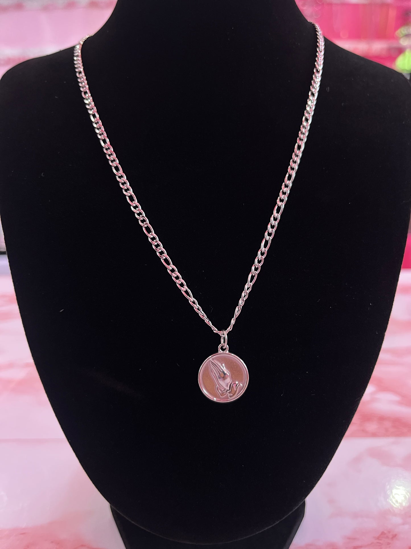 Prayer Hands Chain - Silver