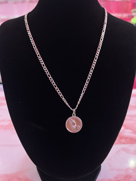 Prayer Hands Chain - Silver
