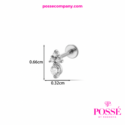 DINA Flatback Stud (1 pc) - Silver