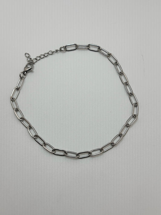 Silver Paperclip Anklet