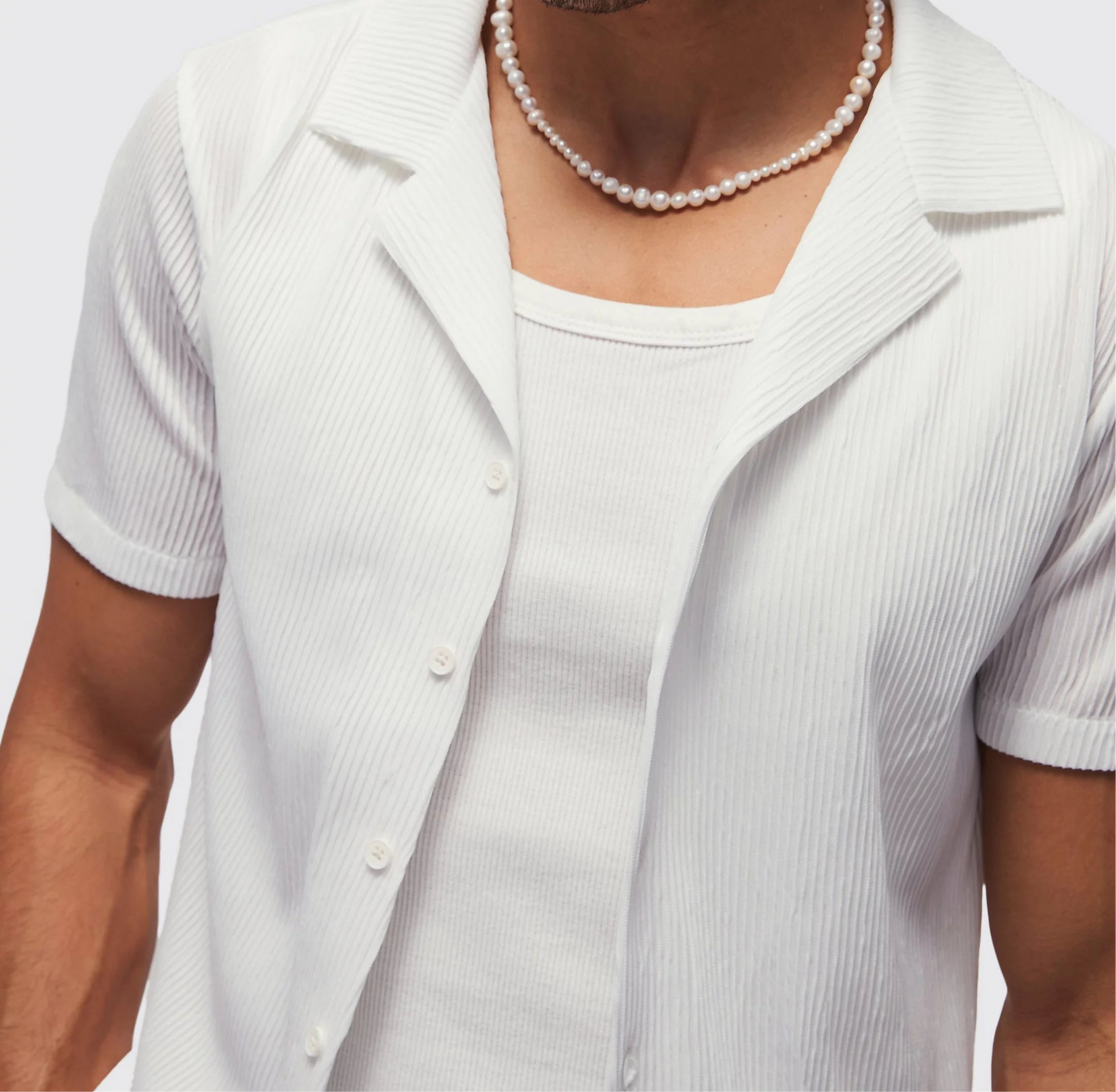 Slim Fit Revere Button Up Shirt - White