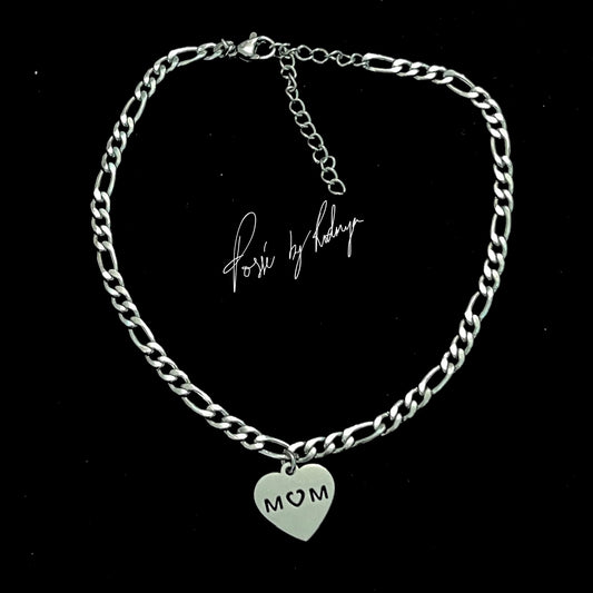 Silver MOM Figaro Anklet