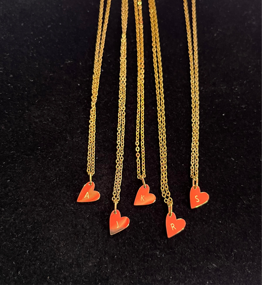 Dainty Heart Initial Necklace